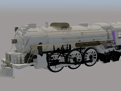 Vintage White Steam Locomotive with Classic Design and Intricate Wheel Details 3d model