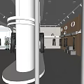 Modern Clothing Store Interior With Hanging Racks Central Display And Fashion Apparel