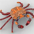 Red And Orange Crab Shaped Building Block Toy With Mechanical Legs