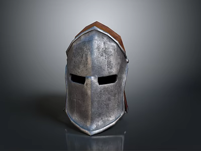 Medieval Metal Helmet With Leather Strap For Warrior Battlefield Gear 3d model