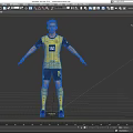 Game Movie Character Standing In Yellow Black Football Jersey With Number 14 And Blue Cleats