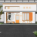 JY CHEN ABC Storefront Design With Orange Accents Plants And Outdoor Seating