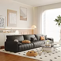 modern three-seat sofa cream home 3d model
