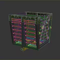 Animal Cage With Green Metal Frame And Moss Covered Top And Sides Design