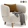 Cozy Beige Single Sofa Featuring Brown Cushion Gray Throw Blanket And Wooden Legs