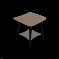Modern Stool With Gray Seat Cushion And Black Metal Legs Design