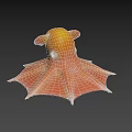 Vibrant Orange and Yellow Blanket Octopus with Spread Fins Swimming in Deep Sea