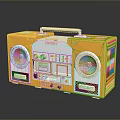 Yellow PILENT Retro Computer Boombox Speaker With Dual Speakers And White Handle