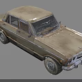 Vintage Old Sedan Car With Rusty Weathered Body And Classic Retro Design