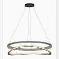 Sleek Modern Circular Chandelier With Double Ring Design And Brushed Metal Frame