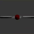 Double Bladed Battle Axe With Silver Blades Wooden Handle Red Accents And Gemstone