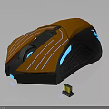 Modern Orange Black Gaming Mouse With Blue LED Lights And USB Receiver Striped Design