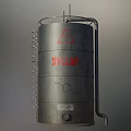 Industrial Commercial Metal Storage Tank With Warning Sign And Chemical Structure