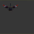 Mechanical Mythical Creature With Red Blue Wings Spiked Head And Golden Gear