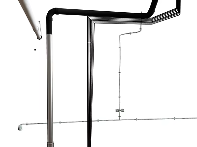 Industrial Pipes Installation Structure With Metal Components Elbow Fittings And Support Brackets 3d model