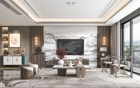 New Chinese Living Room 3d model