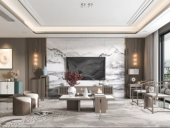 New Chinese Living Room 3d model