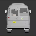Silver Modern Van With Green Top Sign Blue Side Graphics And Reflective Surface