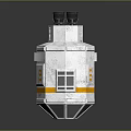 White Equipment With Yellow Stripe Number 10 Geometric Design Transparent Panel And Structured Body