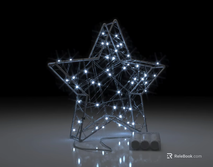 Star Shaped Decorative Light with Wire Frame and LED Lights for Home Decoration 3d model 