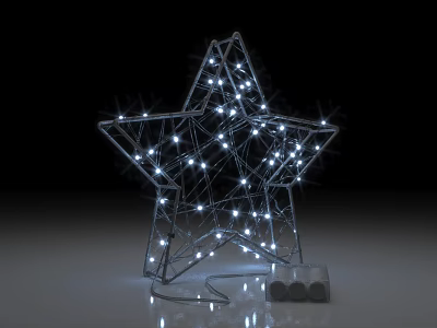 Star Shaped Decorative Light with Wire Frame and LED Lights for Home Decoration 3d model