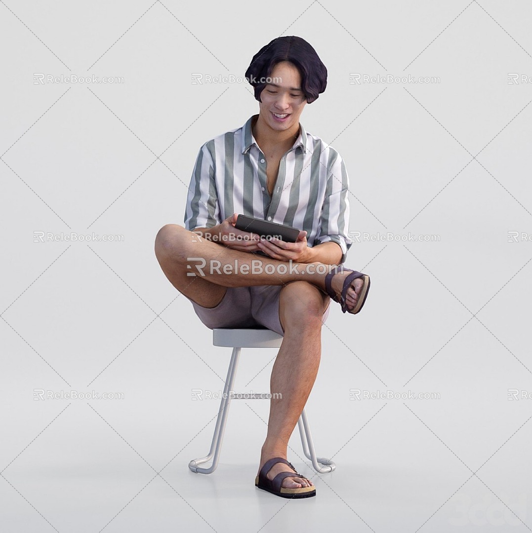 man sitting man asian man 3d model