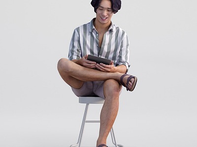 man sitting man asian man 3d model