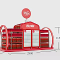 Red Coca Cola Display Stand With Fridge And Drinks On Shelves 3d model