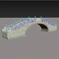 Traditional Stone Arch Bridge With Ornate Railing Over Calm Water And Reflection