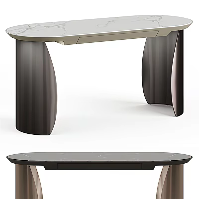 Modern Console Table With Marble Top Wooden Curved Legs And Living Room Decorative Furniture 3d model