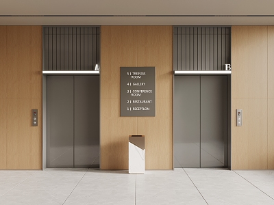 Elevator hall elevator door 3d model