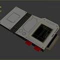 Portable Electronic Device With Digital Display Green Text Silver Panel And Red Slots 3d model