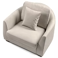 Light Beige Upholstered Single Seater Sofa With Diamond Stitched Back And Accent Pillow 3d model