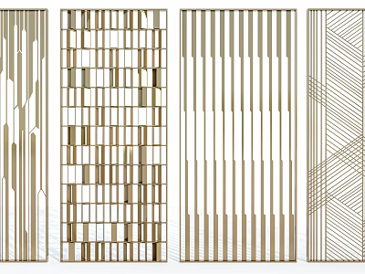 Modern Metal Room Dividers With Various Geometric Patterns And Strip Designs 3d model