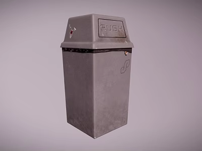 Gray Rubbish Bin With Lid And Disposal Function For Outdoor Use 3d model