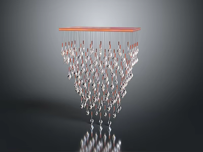 Elegant Modern Chandelier With Orange Frame And Crystal Droplet Pendants 3d model