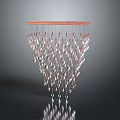 Elegant Modern Chandelier With Orange Frame And Crystal Droplet Pendants