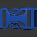 Blue Plastic Buckle Product With Curved Holes And Smooth Surface Design 3d model