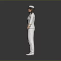 Female Naval Officer In White Uniform With Cap And Arms Outstretched