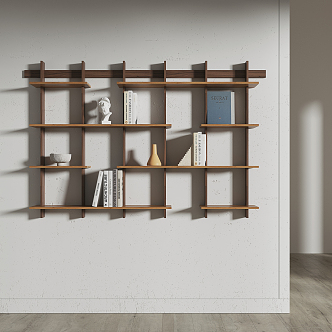 Modern Storage Rack Solid Wood Wall Rack 3d model