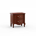 Dark Brown Bedside Table With Two Drawers And Gold Handles Curved Legs Design