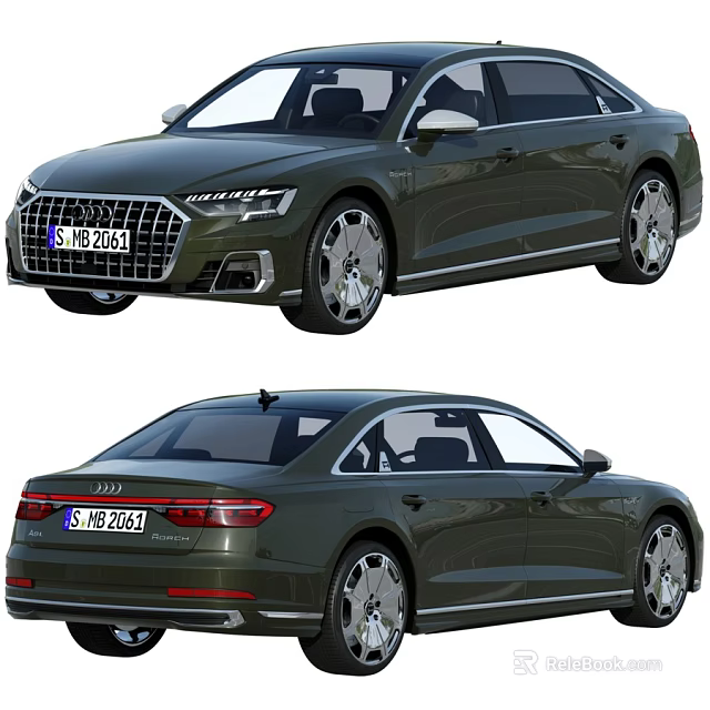 Dark Green Luxury Sedan With Sleek Body Modern Design And Alloy Wheels 3d model 