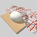 Red And White Checkered Cloth Covering Round Object On Wooden Cutting Board