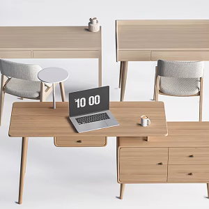 Desk and Chair Combination Study Desk and Chair Office Desk and Chair 3d model