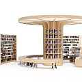 Modern Bookshelf Round Solid Wood Bookshelf 3d model