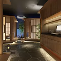Traditional Japanese Restaurant Interior With Wooden Decor Bar Seating Tatami Style