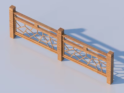 Decorative Wooden Railing With Geometric Lattice Design For Outdoor Garden Decoration 3d model