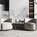 Contemporary Leisure Sofa Set with Beige Armchairs and Coffee Table in Modern Living Interior