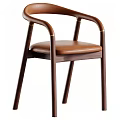 Modern Solid Wood Dining Chair With Black Leather Padded Seat And Stylish Patterned Fabric