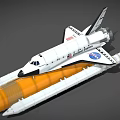 NASA Space Shuttle Orbiter With Orange External Tank And American Flag Design